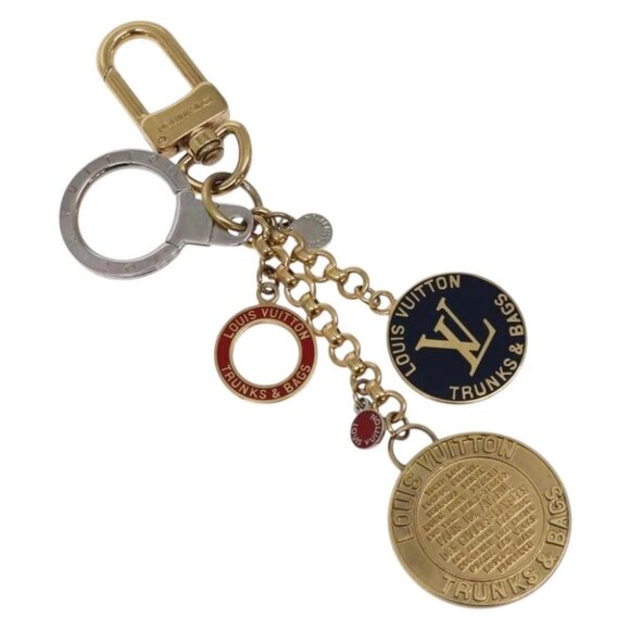LOUIS VUITTON Porte Cles Chainne Key Holder metal T&B Gold - Picture 1 of 9